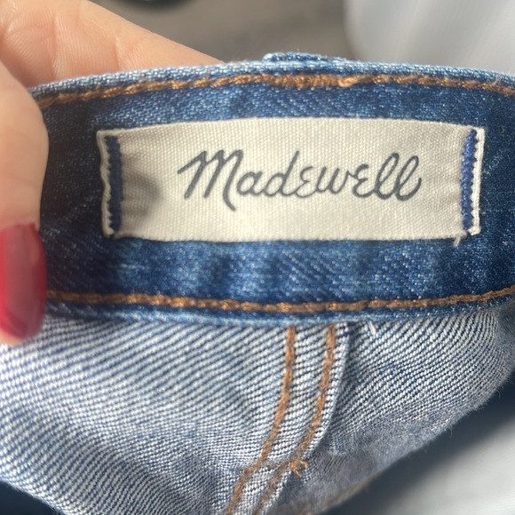 Madewell Rigid Denim Straight Mini Skirt Jean Tie Waist Sz 25 - Picture 7 of 11